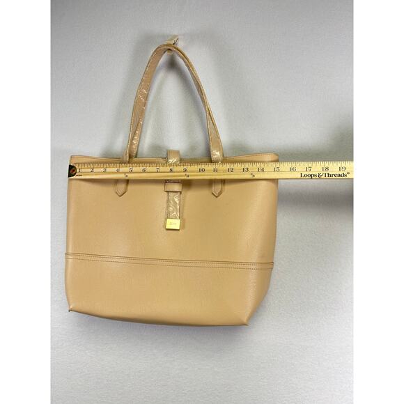 Donna Karan Cashmere Mist DK Logo Tote Bag Cream New - Picture 3 of 9